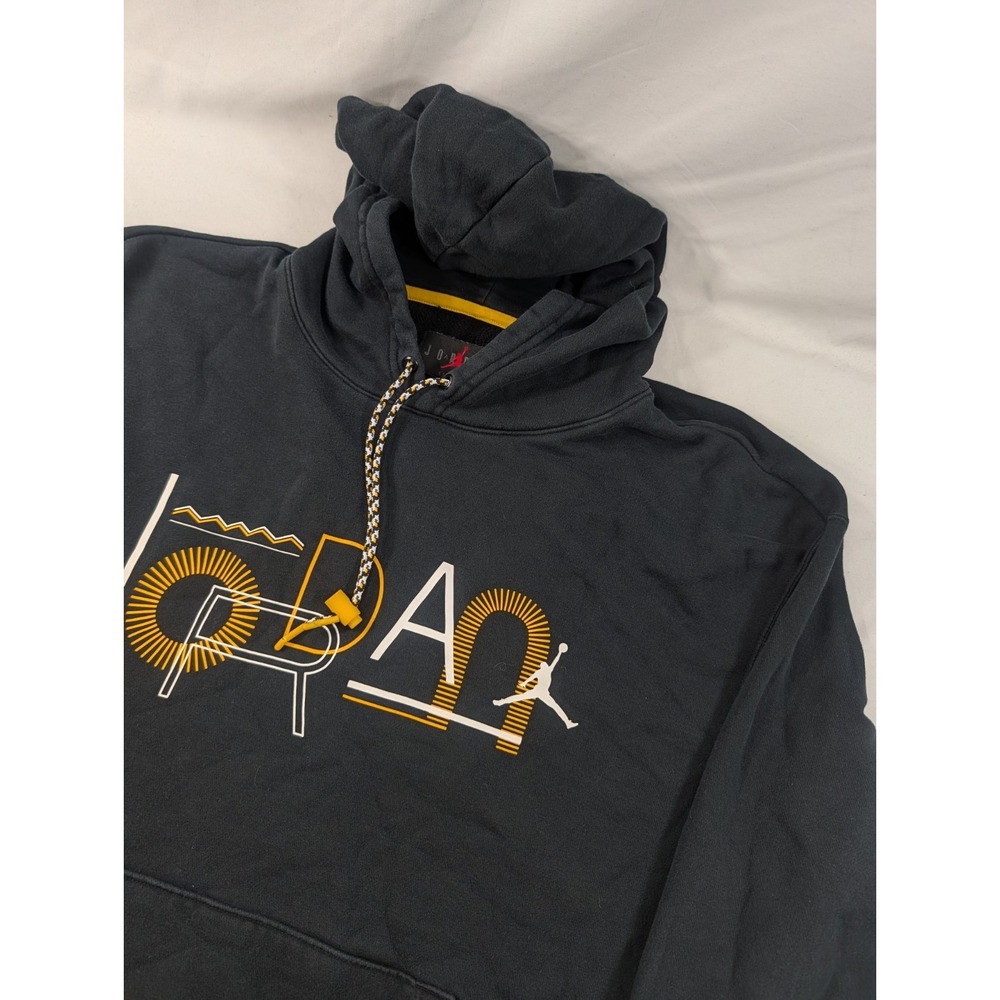 Vintage Nike Jordan Legacy 2 Pullover Hoodie Black Black Yellow Mens Size Large